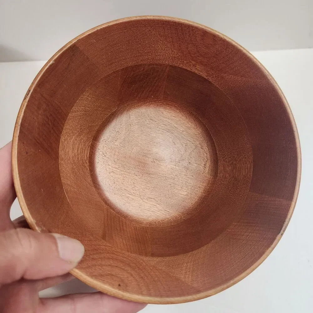 Vintage Wooden Teak Salad Bowls 3 Piece Set ( 1)-9.5
